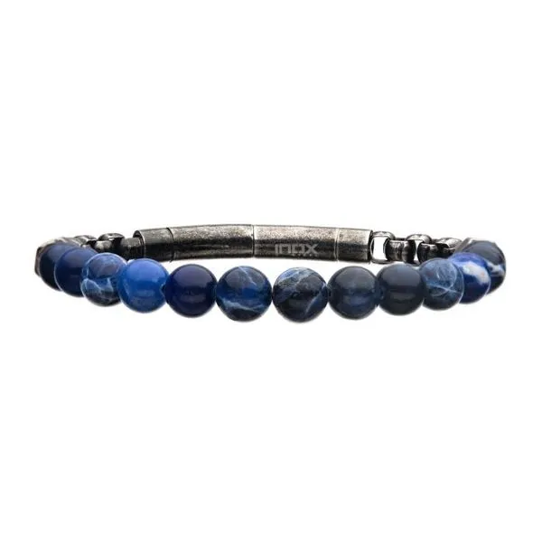 8mm Sodalite Beads & Box Chain Bracelet Arezzo Jewelers Elmwood Park, IL