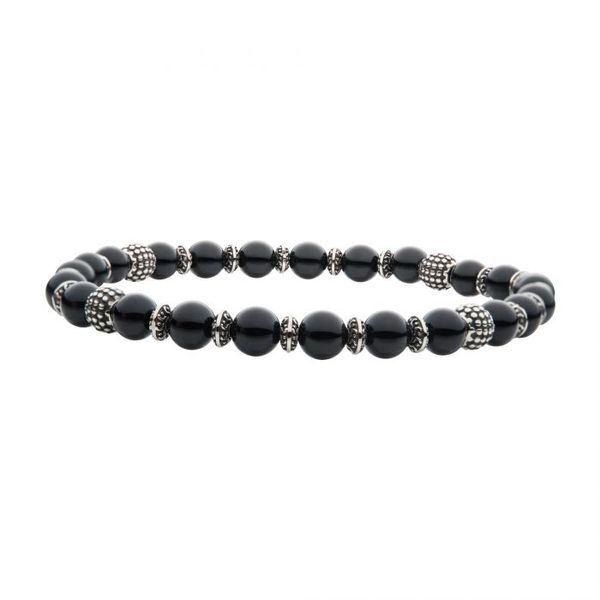 Black Agate Stones with Black Oxidized Beads Bracelet Arezzo Jewelers Elmwood Park, IL