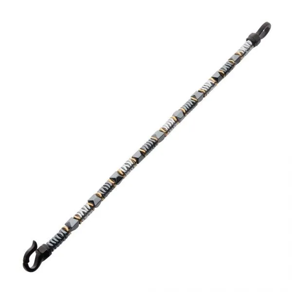 Black & Gold Hematite Beads Bracelet with Hinged Steel Hook Clasp Image 2 Arezzo Jewelers Elmwood Park, IL