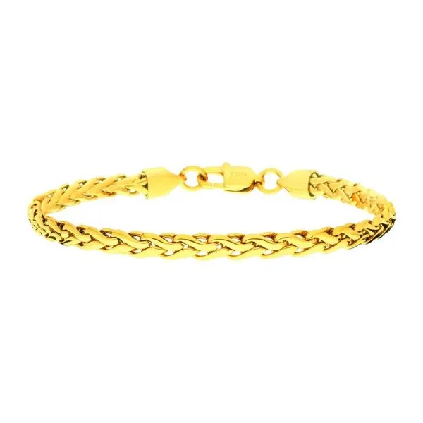 5mm 18K High Polished Finish Gold IP Stainless Steel Spiga Chain Bracelet Arezzo Jewelers Elmwood Park, IL