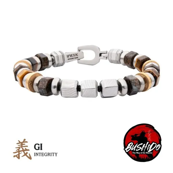 8mm Mokume Gane, Bronzite and Tiger's Eye Beads Bushido Virtue Bracelet - GI: Integrity Arezzo Jewelers Elmwood Park, IL