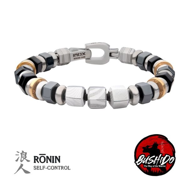 8mm Mokume Gane, Hematite and Onyx Beads Bushido Virtue Bracelet - RONIN: Self-Control Arezzo Jewelers Elmwood Park, IL