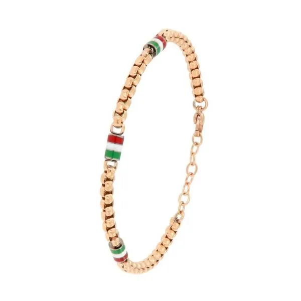Stainless Steel Rose Gold Plated Bracelet with Italian Flag Arezzo Jewelers Elmwood Park, IL