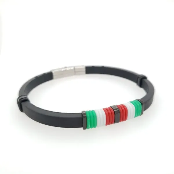 Italian Flag Rubber and Steel Bracelet Arezzo Jewelers Elmwood Park, IL