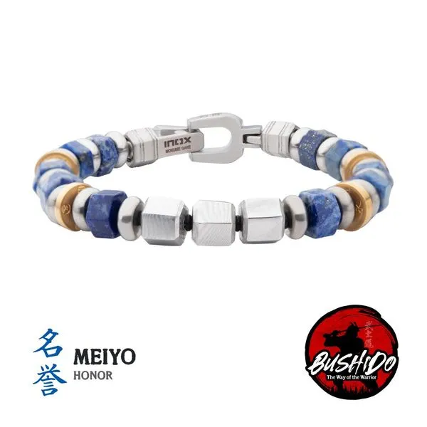 8mm Mokume Gane and Lapis Lazuli Beads Bushido Virtue Bracelet - MEIYO: Honor Arezzo Jewelers Elmwood Park, IL