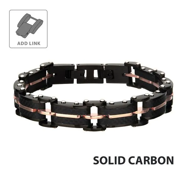 Solid Carbon Graphite and Rose Gold IP Link Bracelet Arezzo Jewelers Elmwood Park, IL