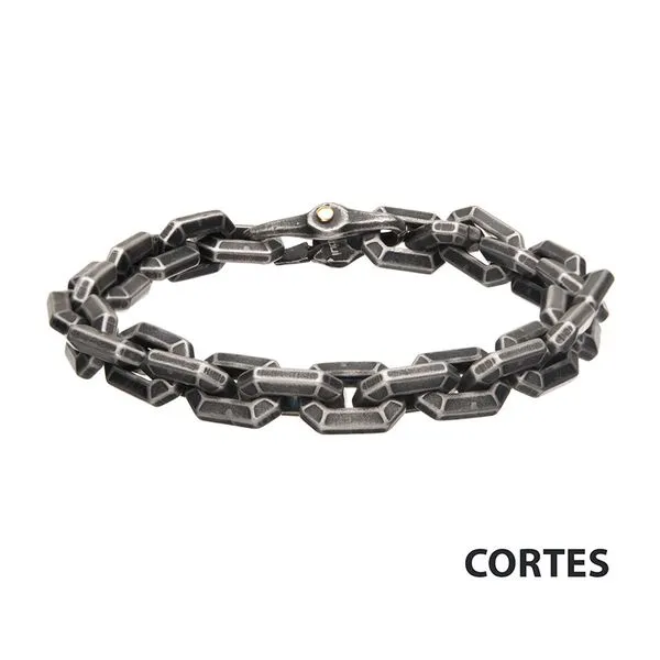 Antiqued Gun Metal Steel Squared Chain Link Bracelet Arezzo Jewelers Elmwood Park, IL