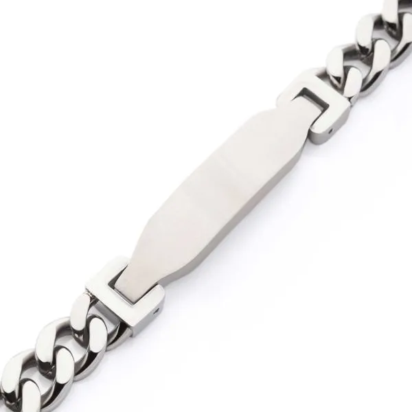 Matte Finish Stainless Steel Engravable ID Curb Chain Bracelet Image 2 Arezzo Jewelers Elmwood Park, IL