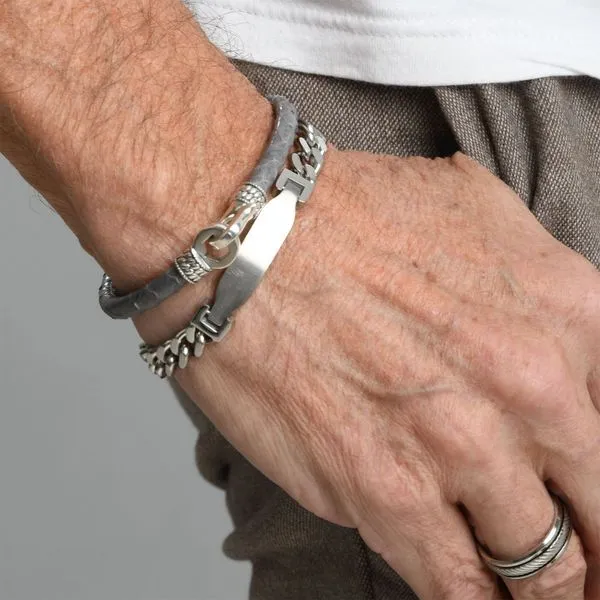 Matte Finish Stainless Steel Engravable ID Curb Chain Bracelet Image 3 Arezzo Jewelers Elmwood Park, IL