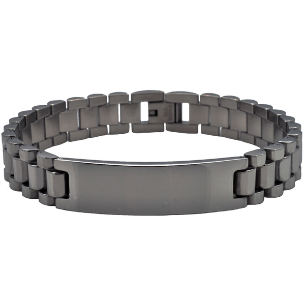 Mens Engravable Black Stainless Steel ID Bracelet Arezzo Jewelers Elmwood Park, IL