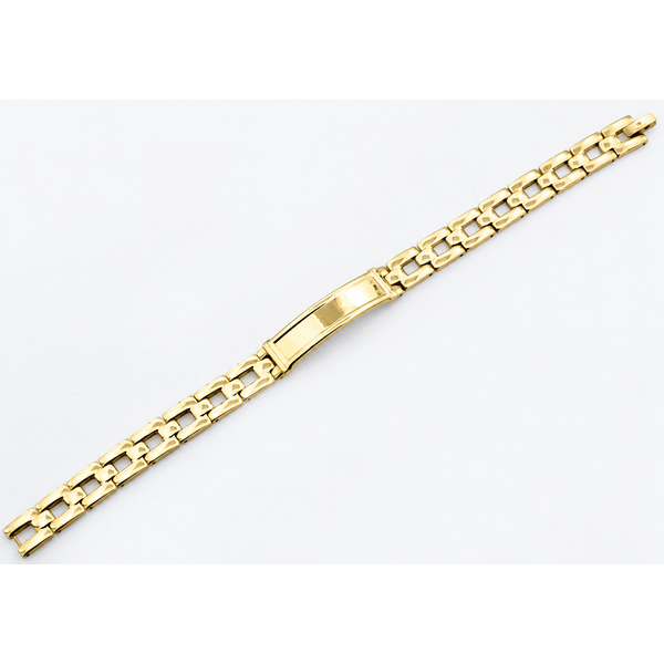 Mens Gold Plated Stainless Steel ID-Engraveable Bracelet Image 2 Arezzo Jewelers Elmwood Park, IL