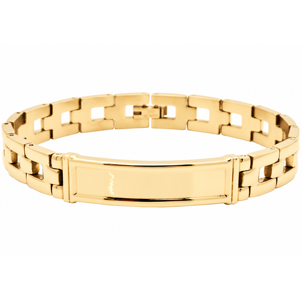 Mens Gold Plated Stainless Steel ID-Engraveable Bracelet Arezzo Jewelers Elmwood Park, IL