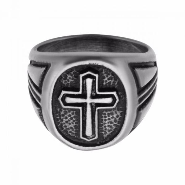 Antique Stainless Steel Cross Ring Image 2 Arezzo Jewelers Elmwood Park, IL