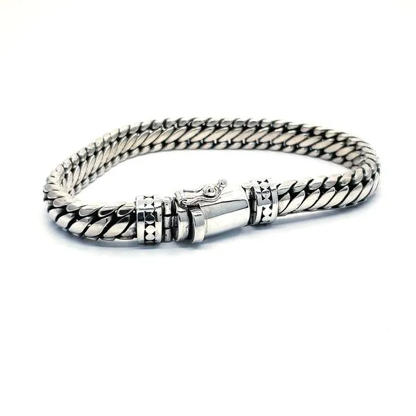 Silver Antique, High-Polish Men's Bracelet Image 2 Arezzo Jewelers Elmwood Park, IL