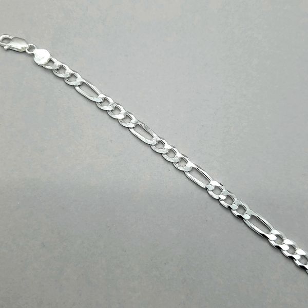 Silver 7.5mm Reversible Figaro Link Bracelet Image 3 Arezzo Jewelers Elmwood Park, IL