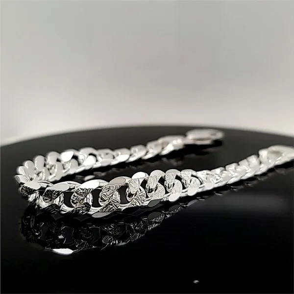 Men's Silver 9.4mm Cuban Link Bracelet Image 2 Arezzo Jewelers Elmwood, IL