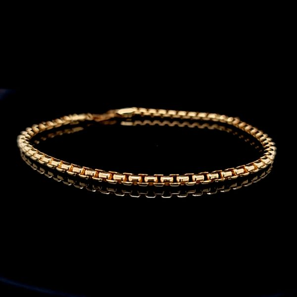 Yellow Gold Plated Silver 3.55mm Rounded Box Link Bracelet Arezzo Jewelers Elmwood Park, IL