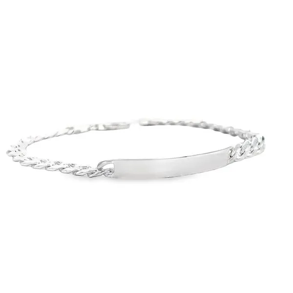 Sterling Silver Curb Link Engravable ID Bracelet Image 2 Arezzo Jewelers Elmwood Park, IL