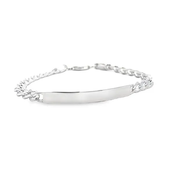 Sterling Silver Engravable Curb Link ID Bracelet Image 2 Arezzo Jewelers Elmwood Park, IL
