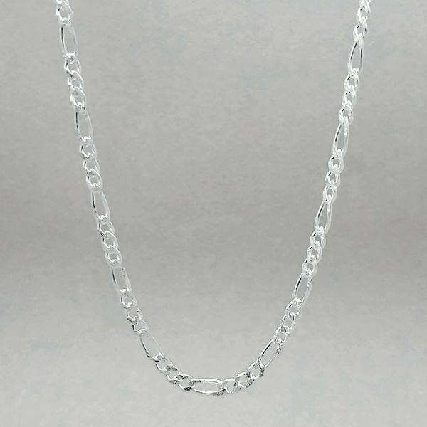 3mm Silver Polished & Diamond Cut Figaro Chain Arezzo Jewelers Elmwood Park, IL
