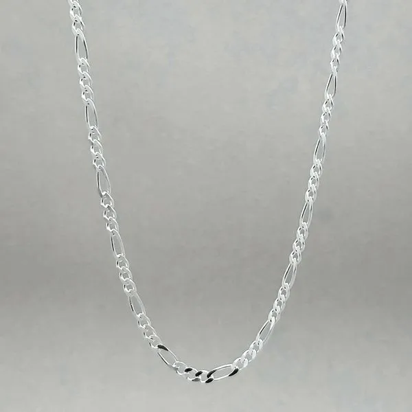3mm Silver Polished & Diamond Cut Figaro Chain Image 2 Arezzo Jewelers Elmwood, IL