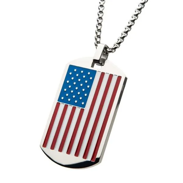 American Flag Enamel Dog Tag Pendant Image 2 Arezzo Jewelers Elmwood Park, IL