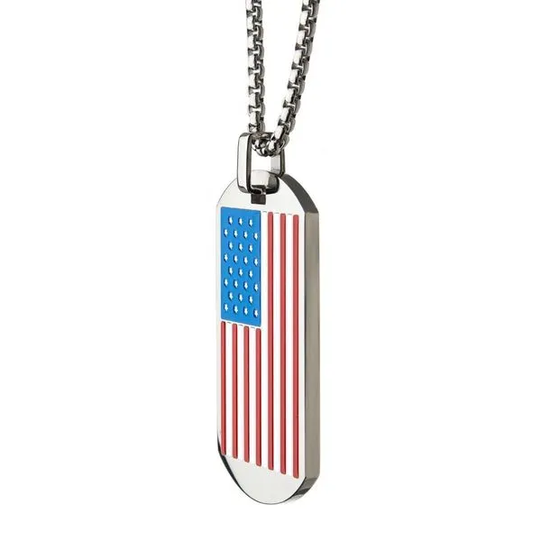 American Flag Enamel Dog Tag Pendant Image 3 Arezzo Jewelers Elmwood Park, IL