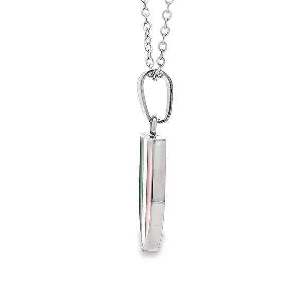 Team Italy Stainless Steel Shield Pendant with Enamel Flag Image 2 Arezzo Jewelers Elmwood Park, IL