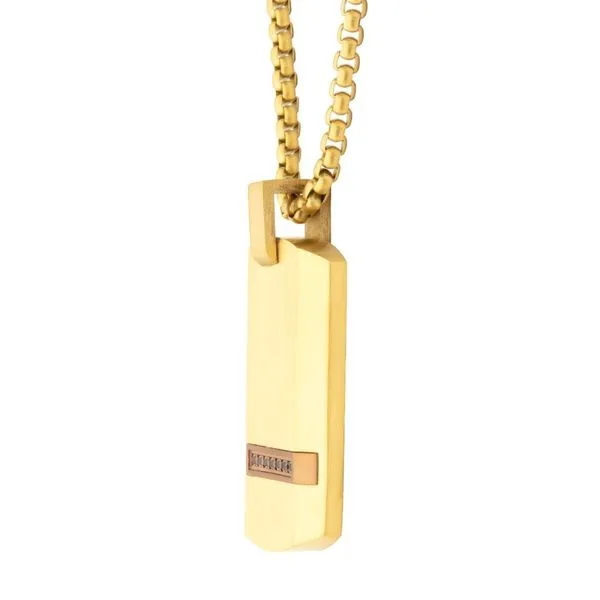 18Kt Gold IP Steel Matte Finish Dog Tag Pendant Image 3 Arezzo Jewelers Elmwood Park, IL