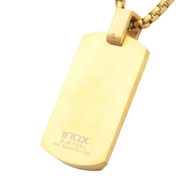 18Kt Gold IP Steel Matte Finish Dog Tag Pendant Image 4 Arezzo Jewelers Elmwood Park, IL