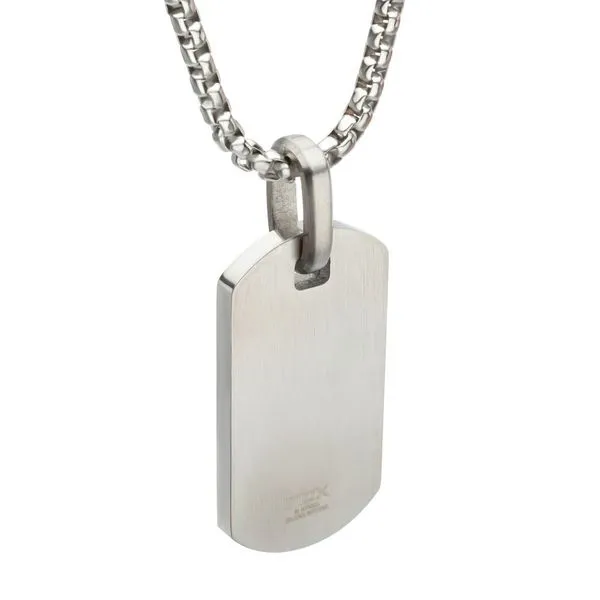 Satin Finish Frame Inlay Stainless Steel Identity Tag Pendant Image 3 Arezzo Jewelers Elmwood, IL