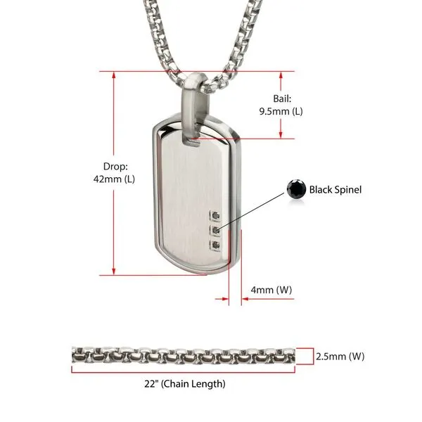Satin Finish Frame Inlay Stainless Steel Identity Tag Pendant Image 5 Arezzo Jewelers Elmwood, IL