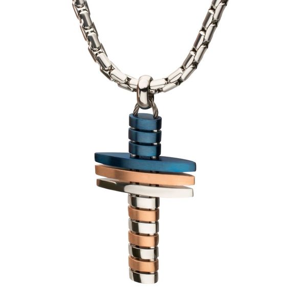 EST. 1776: Metallic Flag Cross Pendant Image 2 Arezzo Jewelers Elmwood Park, IL