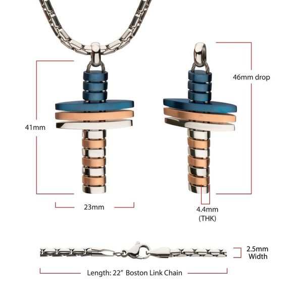EST. 1776: Metallic Flag Cross Pendant Image 5 Arezzo Jewelers Elmwood Park, IL