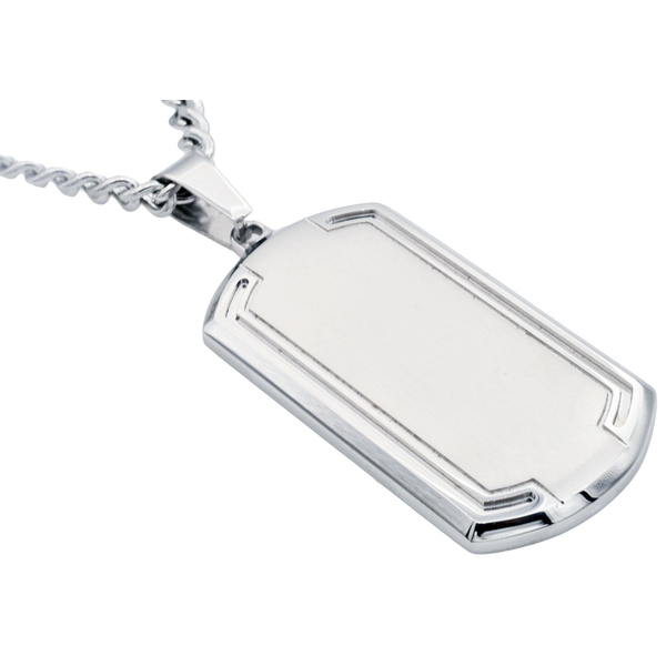 Mens Stainless Steel Dog Tag Pendant With Beveled Edge Arezzo Jewelers Elmwood Park, IL