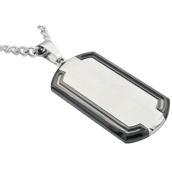 Mens Black Stainless Steel Dog Tag Pendant With Beveled Edge Arezzo Jewelers Elmwood Park, IL
