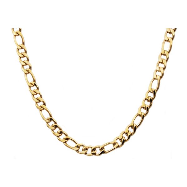 Gold Plated Stainless Steel Figaro Link Chain Arezzo Jewelers Elmwood Park, IL