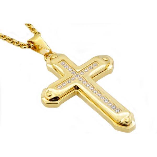 Gold Plated Stainless Steel Cross Pendant Arezzo Jewelers Elmwood Park, IL