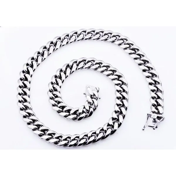 Stainless Steel Cuban Steel Chain Image 2 Arezzo Jewelers Elmwood Park, IL