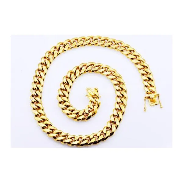 Gold IP Plated Stainless Steel Cuban Link Chain Image 2 Arezzo Jewelers Elmwood Park, IL