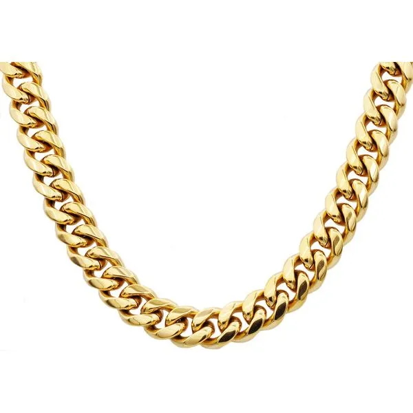 Gold IP Plated Stainless Steel Cuban Link Chain Arezzo Jewelers Elmwood Park, IL