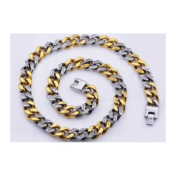 Gold Plated Stainless Steel Curb Link Chain Necklace Image 2 Arezzo Jewelers Elmwood Park, IL