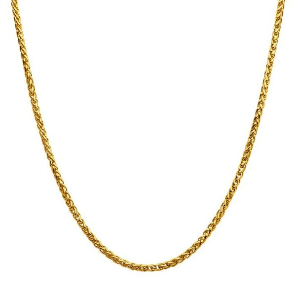 8K Gold Plated Wheat Chain Necklace Arezzo Jewelers Elmwood Park, IL