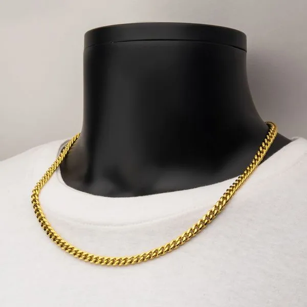 6mm 18Kt Gold IP Miami Cuban Chain Necklace with CNC Precision Set CZ Double Tab Box Clasp Image 4 Arezzo Jewelers Elmwood Park, IL