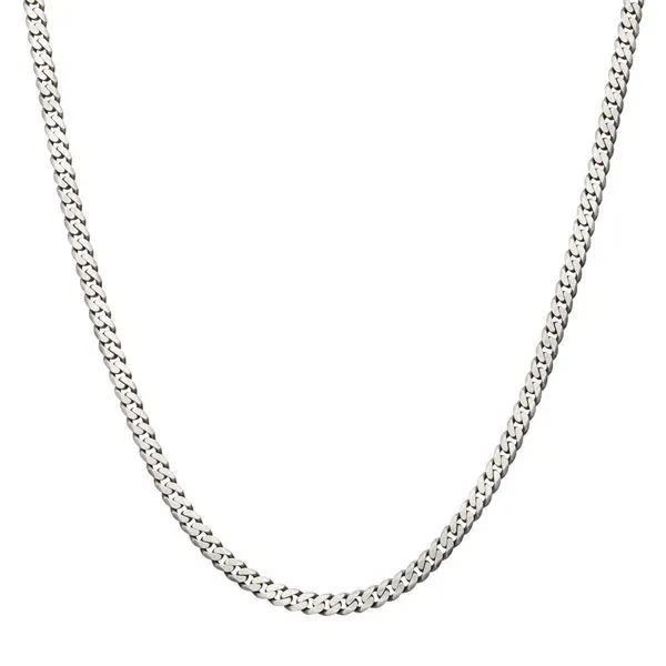 5.4mm 925 Italy Silver Black Rhodium Plated Brushed Satin Finish Diamond Cut Curb Chain Necklace Image 2 Arezzo Jewelers Elmwood, IL
