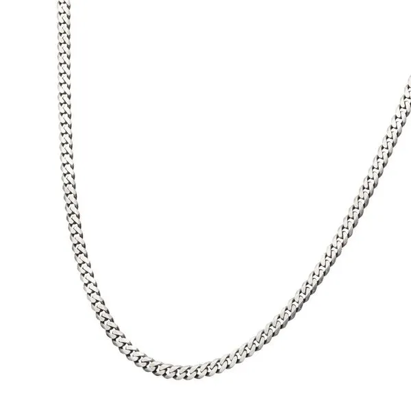 5.4mm 925 Italy Silver Black Rhodium Plated Brushed Satin Finish Diamond Cut Curb Chain Necklace Image 3 Arezzo Jewelers Elmwood, IL