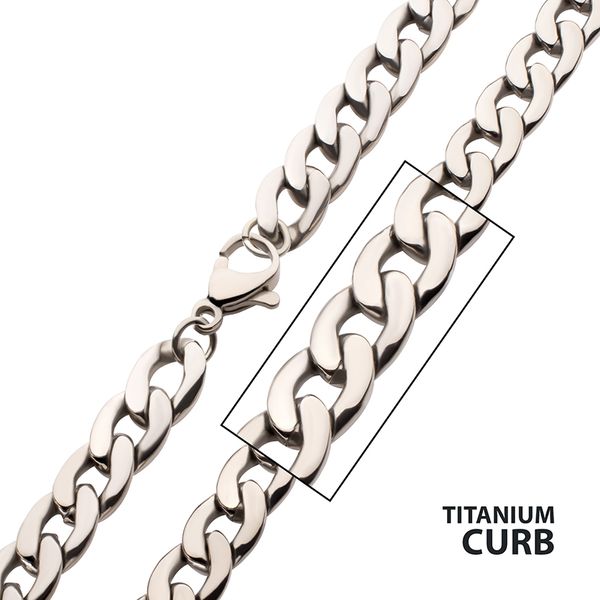 7.4mm Titanium Curb Chain Necklace with Lobster Clasp Arezzo Jewelers Elmwood Park, IL