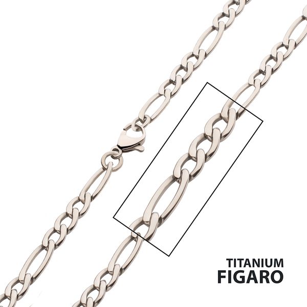 4.7mm Titanium Figaro Chain Necklace with Lobster Clasp Arezzo Jewelers Elmwood Park, IL