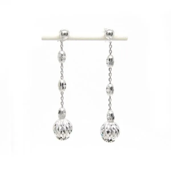 Silver White Diamond Cut Ball Earrings Arezzo Jewelers Elmwood Park, IL