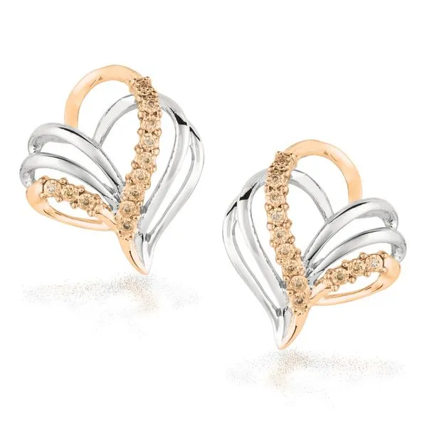 Sterling Silver & 18K Yellow Gold Heart Earrings with Natural Fancy Yellow Diamonds Arezzo Jewelers Elmwood Park, IL